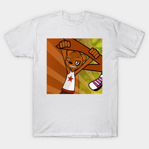 California Grizzly Hanging Onto Branch T-Shirt by MOULE